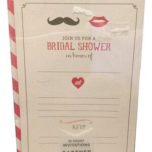 Bridal Shower Wedding Invitations 10 Count by Gartner Studios Lips Moustache